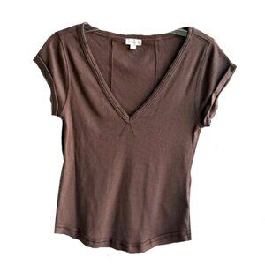 Brand New PILCRO Short Sleeve V-Neck Ribbed T-Shirt